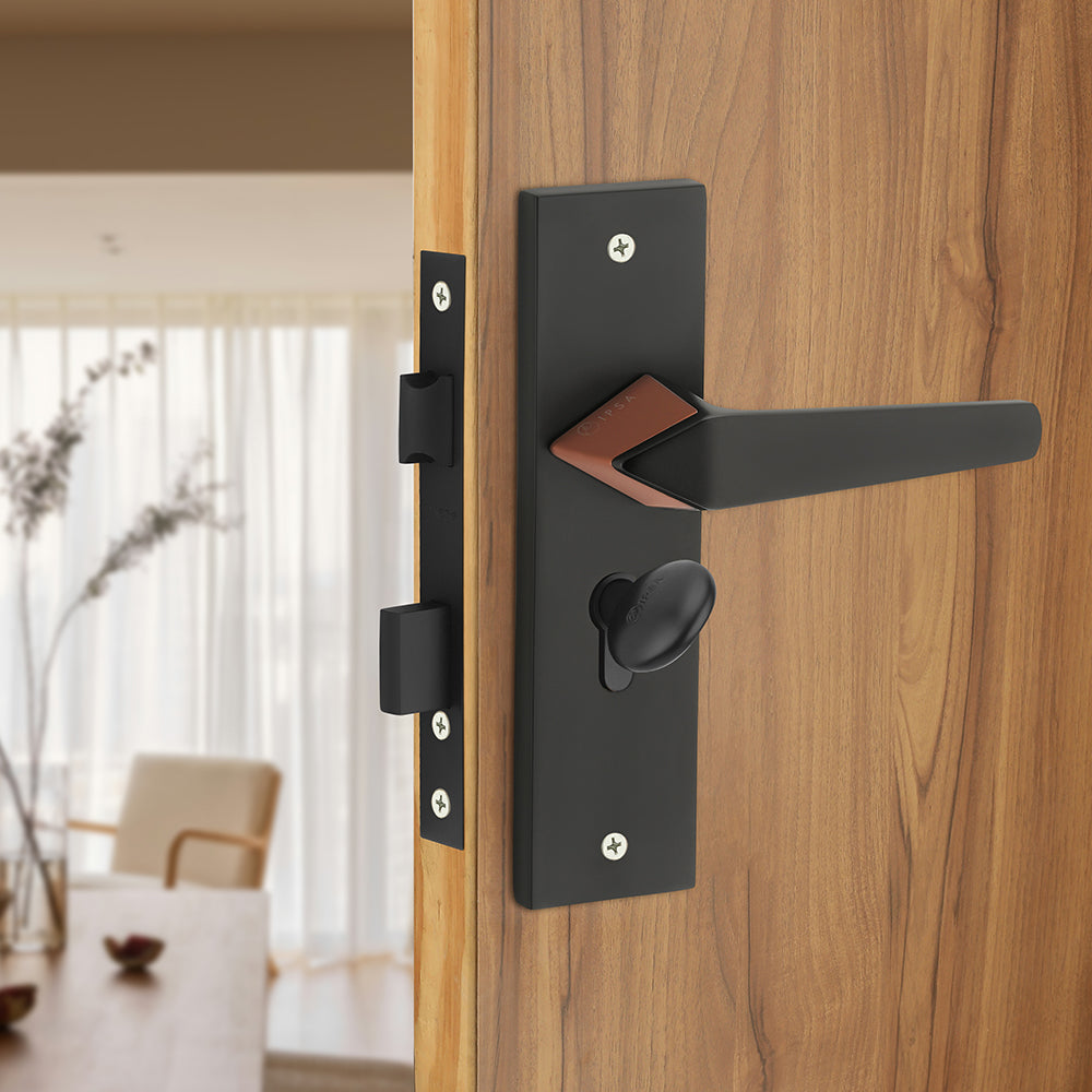 IPSA Peru Iris Handle Series on 8" Plate CYS Lockset with 60mm Coin and Knob - Matte Finish BRG